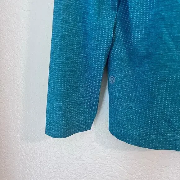 Lululemon Men’s Tech Long Sleeve Men’s Shirt Large Teal Green Logo Lightweight - Picture 2 of 8